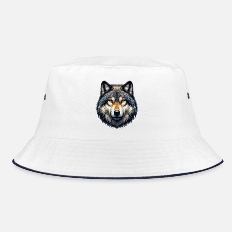 Wolf - Bucket Hat - Weiß/Navy