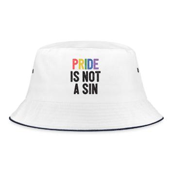 LGBTQ Pride Month - Pride is Not a Sin - Bucket Hat - white/navy - Front