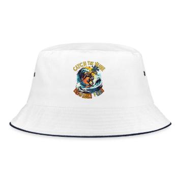 Catch the Wave Surf Retro - Bucket Hat - Weiß/Navy - Vorne
