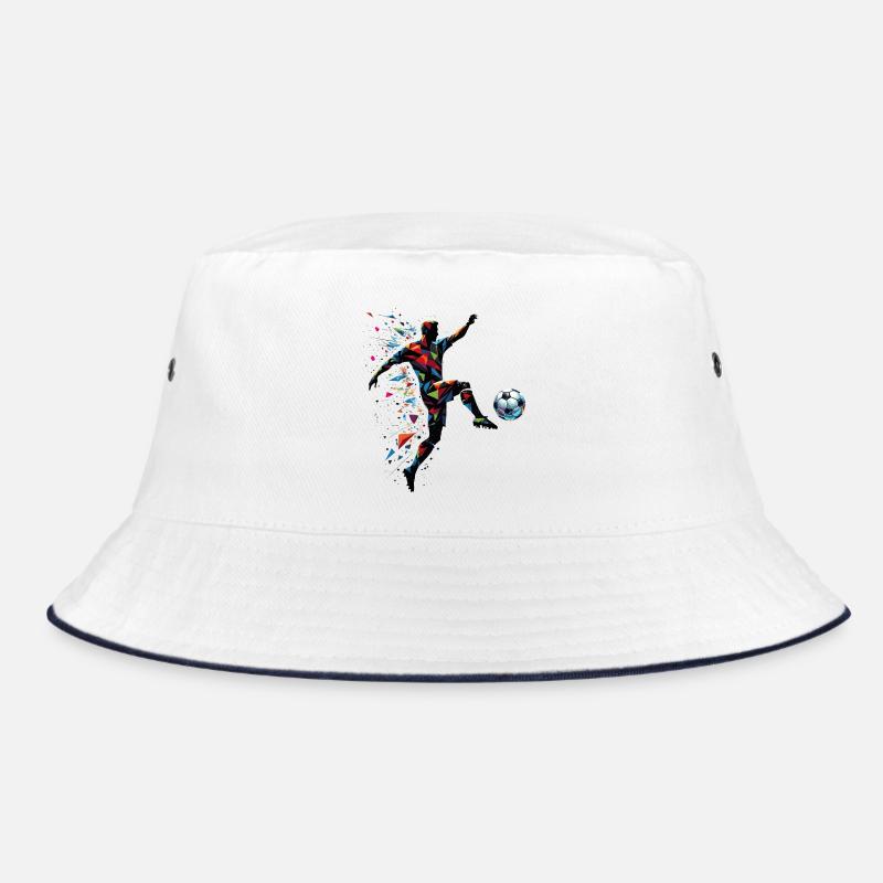 dynamic soccer player playing soccer Bucket Hat