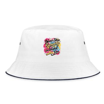 Never Stop Running On Island Time Design - Bucket Hat - white/navy - Front