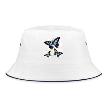 Blauer Schwalbenschwanz - Bucket Hat - Weiß/Navy - Vorne