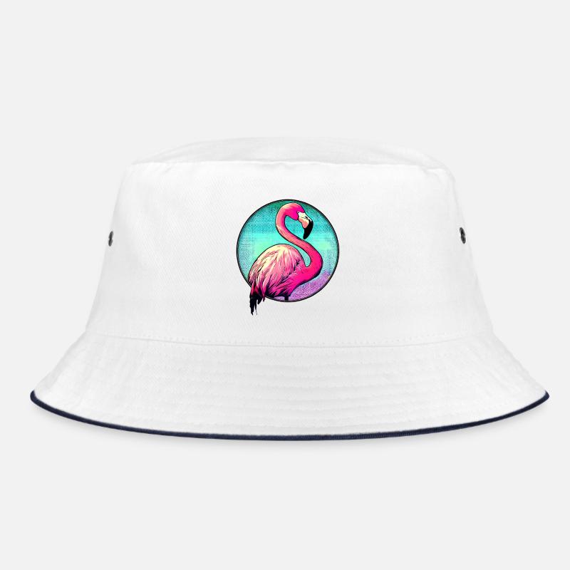Flamingo - Bucket Hat - Weiß/Navy