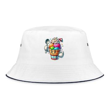 cheerful cartoon ice cream motif for summer fun - Bucket Hat - white/navy - Front