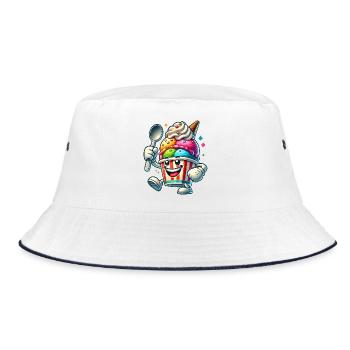 cheerful cartoon ice cream motif for summer fun - Bucket Hat - white/navy - Front