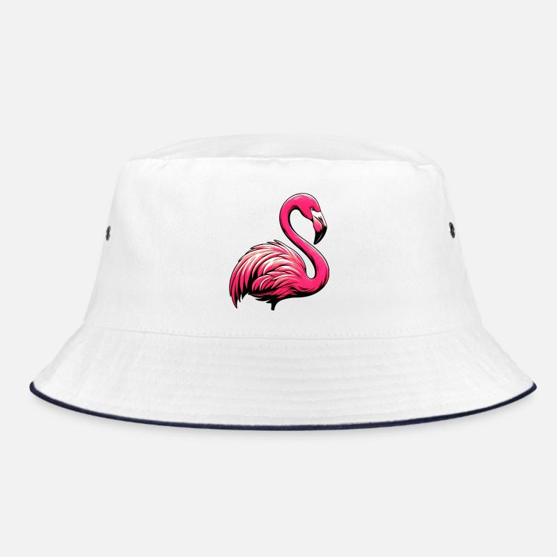Flamingo - Bucket Hat - Weiß/Navy