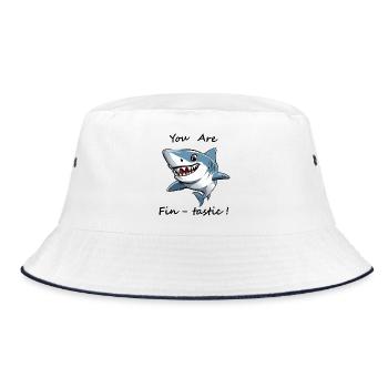 Fun Funny Original Funny Word Game Shark - Bucket Hat - white/navy - Front