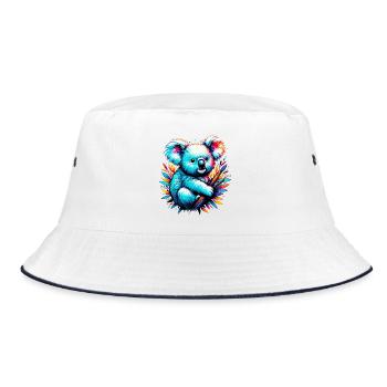 Koala - Bucket Hat - Weiß/Navy - Vorne