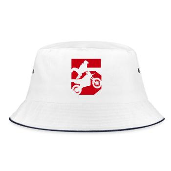 Moto 5 Biker - Bucket Hat - Weiß/Navy - Vorne