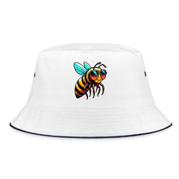 Bee - Bucket Hat - white/navy - Front