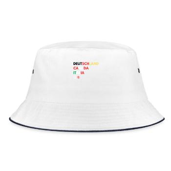 Länderfarben Schriftzug Collage - Bucket Hat - Weiß/Navy - Vorne
