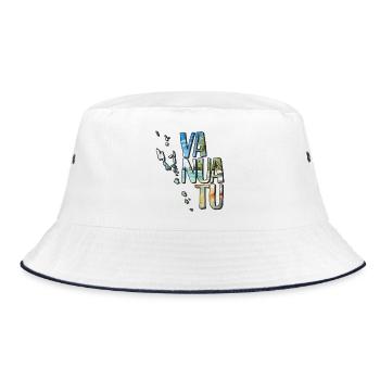 Aquarell Landkarte Vanuatu - Bucket Hat - Weiß/Navy - Vorne