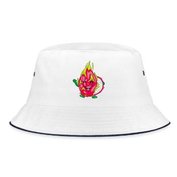 Smiling pitaya dragon fruit - Bucket Hat - white/navy - Front