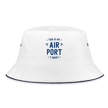 This is my Airport T-Shirt - Flughafen - Flugzeug - Bucket Hat - Weiß/Navy - Vorne
