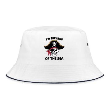 Pirate skull with eye patch - Bucket Hat - white/navy - Front