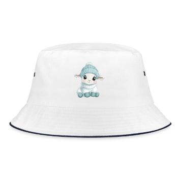Sheep Cute Cute Baby Kids Animal Lamb Cartoon - Bucket Hat - white/navy - Front
