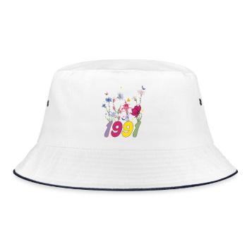 Année de naissance 1991 fleurs sauvages - Bob - blanc/marine - Devant
