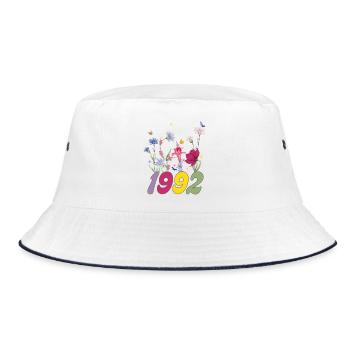 Year of birth 1992 wildflowers - Bucket Hat - white/navy - Front