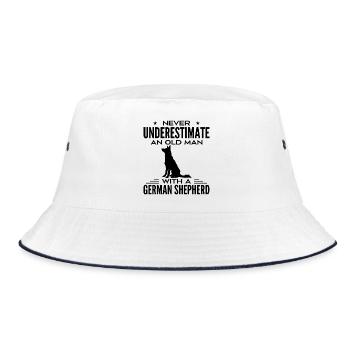 Never Underestimate Old Man With A German Shepherd - Bucket Hat - white/navy - Front