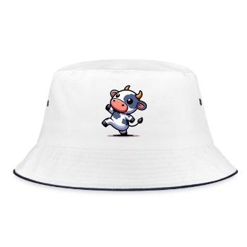 Kuh - Bucket Hat - Weiß/Navy - Vorne