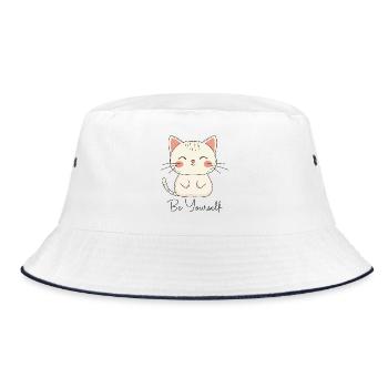 Cat Be Yourself Be Yourself Love Motivation - Bucket Hat - white/navy - Front