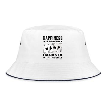 Happiness Playing Canasta With The Girls | Canasta - Bucket Hat - white/navy - Front