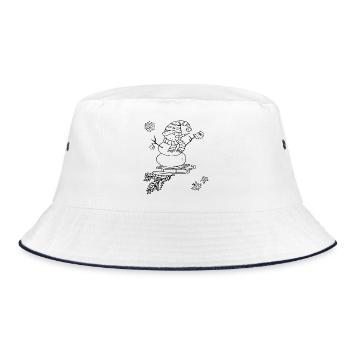 Schneemann mit Schlitten Weihnachten - Bucket Hat - Weiß/Navy - Vorne