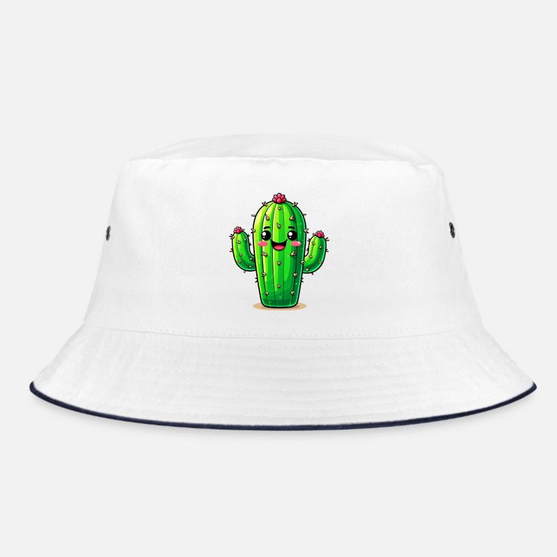 Kaktus - Bucket Hat - Weiß/Navy