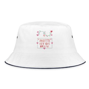 Mutti ist die Beste - Bucket Hat - Weiß/Navy - Vorne