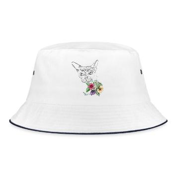 Cat with flowers - Bucket Hat - white/navy - Front