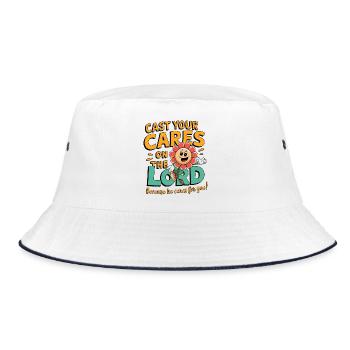 Cast your cares on the lord - Bucket Hat - white/navy - Front