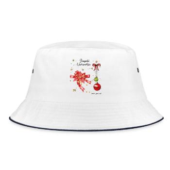 Gesegnete Weihnachten - Bucket Hat - Weiß/Navy - Vorne