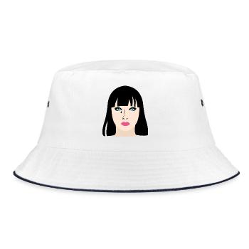 Woman with lipstick and tears - Bucket Hat - white/navy - Front