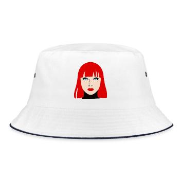 Femme rousse aux yeux bleus - Bob - blanc/marine - Devant