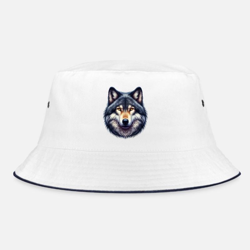 Wolf - Bucket Hat - Weiß/Navy