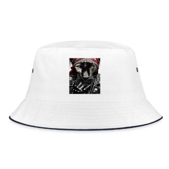 Panthère noire rebelle bandana cuir style biker - Bucket Hat - white/navy - Front