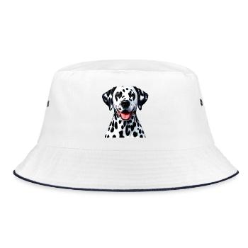 Dalmatiner Hund - Bucket Hat - Weiß/Navy - Vorne