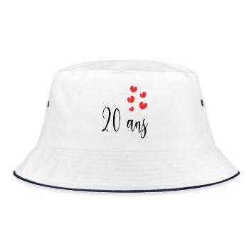 20. 20. JAHRESTAG. 20-JÄHRIGES JUBILÄUM. 20 JAHRE. - Bucket Hat - Weiß/Navy - Vorne