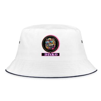 Disco Retro Cassette Neon Gloss - Bucket Hat - white/navy - Front