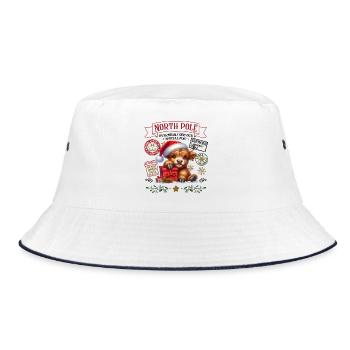 Nordpol Highlandrind Weihnachtsdesign - Bucket Hat - Weiß/Navy - Vorne
