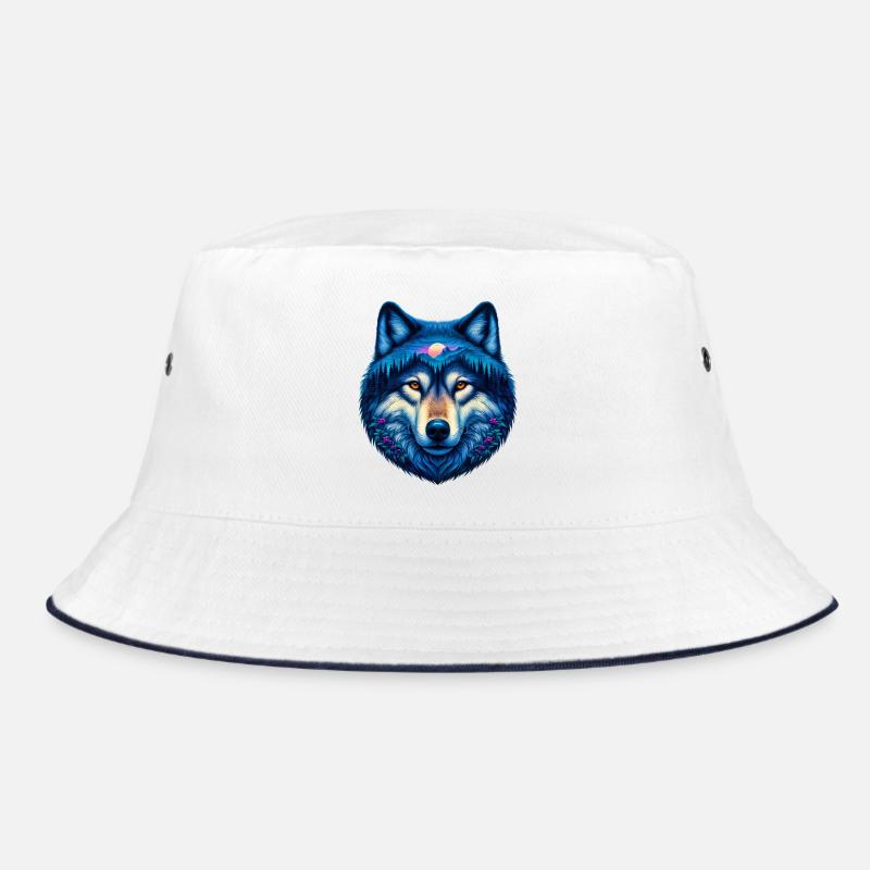 Wolf - Bucket Hat - Weiß/Navy
