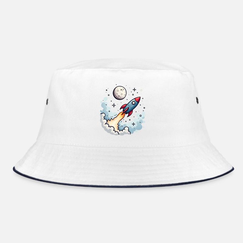 Comic Rakete fliegt zum Mond Bucket Hat