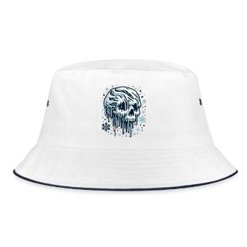 Melting Snow Skull – Winter Skull - Bucket Hat - white/navy - Front