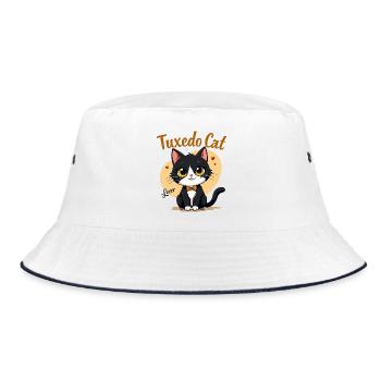 Tuxedo Cat Lover - Geschenk - Bucket Hat - Weiß/Navy - Vorne