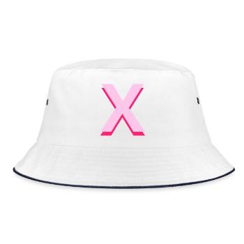 Pop und moderner rosa Buchstabe X - Bucket Hat - Weiß/Navy - Vorne