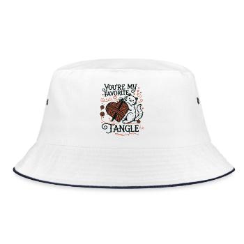 Cuddly cat with heart yarn - Bucket Hat - white/navy - Front