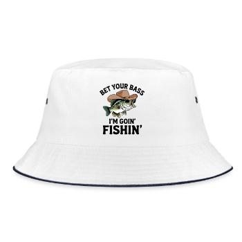Cooles Barschangeln - Bucket Hat - Weiß/Navy - Vorne