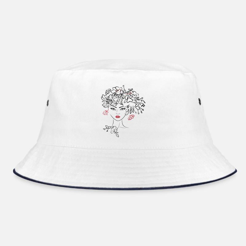 Frauenkopf mit Blüten Bucket Hat