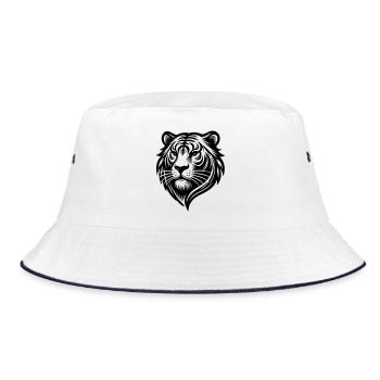 Tiger Head Logo - Bucket Hat - white/navy - Front