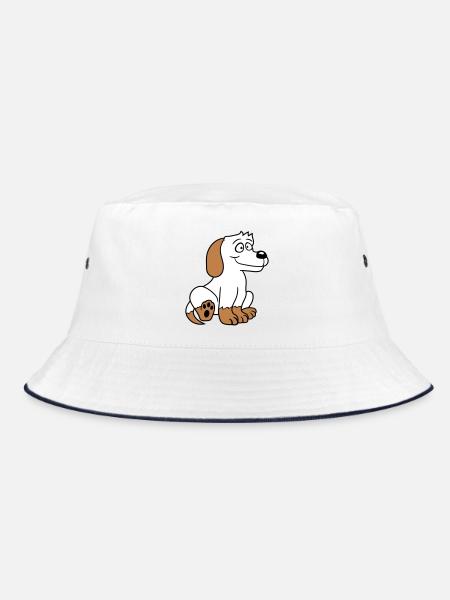 chien assis mignon petit chiot heureux animal de compagnie - Bob - blanc/marine - Devant
